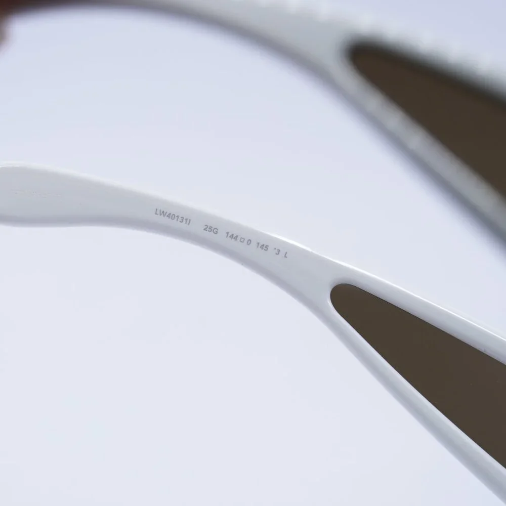 Loewe LW40131I 25G Sunglasses White Shield Frame, Brown Gold Mirror Lenses